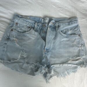 Agolde Faded Blue Distressed Jean Shorts